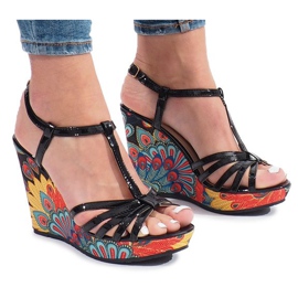 Sandalias negras en la cuña Ibrahim negro