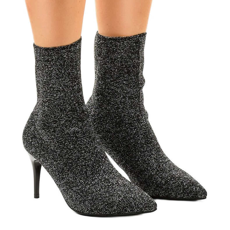 Botines negros y plateados LL-103P gris
