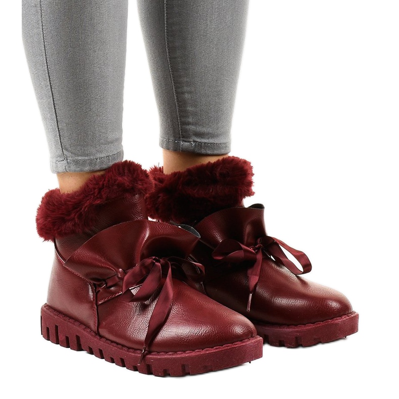 Zapatillas cálidas de color burdeos con cremallera 428-6 rojo Zapatillas cálidas de color burdeos con cremallera 428-6 rojo