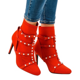 Botas stiletto de tejido rojo AT-0655-L
