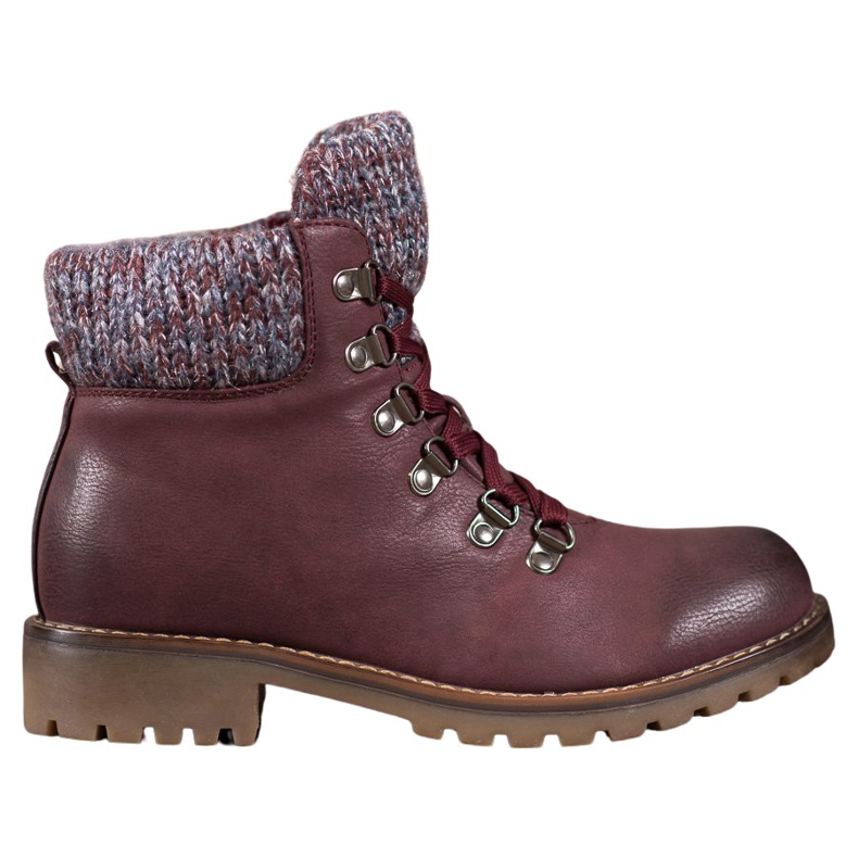 SHELOVET Botas con cordones burdeos rojo