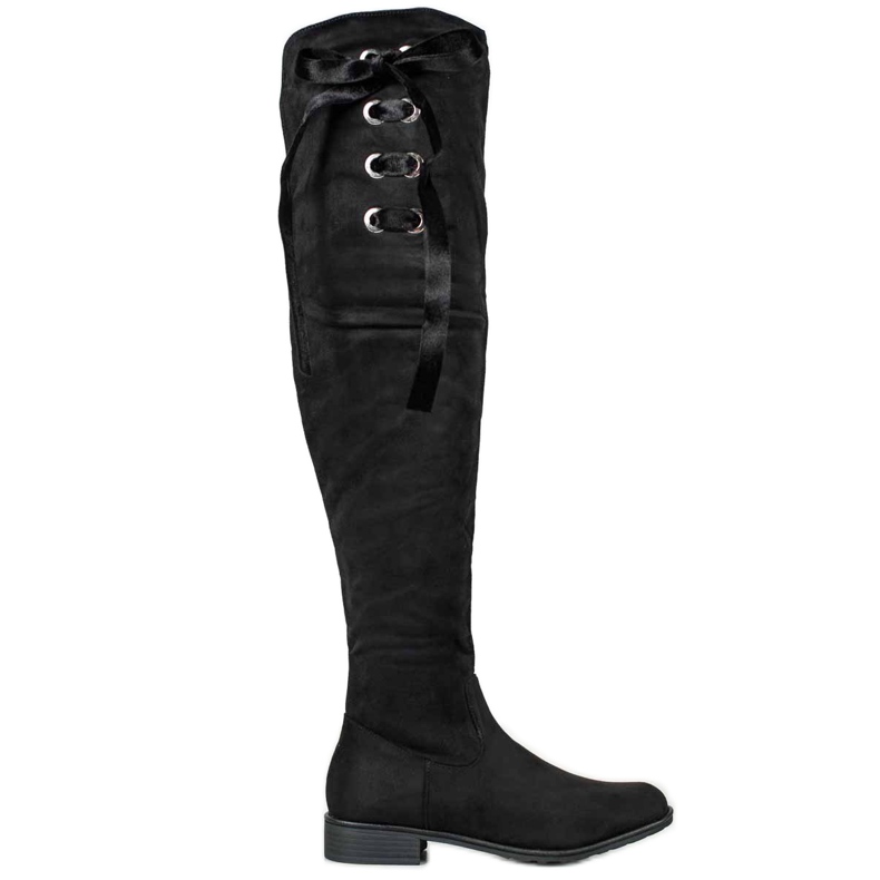 Ideal Shoes Botas mosqueteras con cinta negro