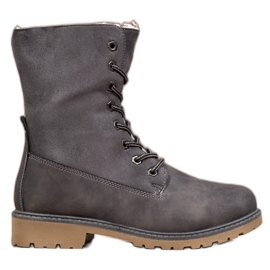 Super Me Botas grises con piel de oveja