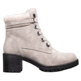 Goodin Botas cálidas de tacón alto gris