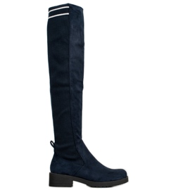 Ideal Shoes Botas de gamuza sin cordones azul marino