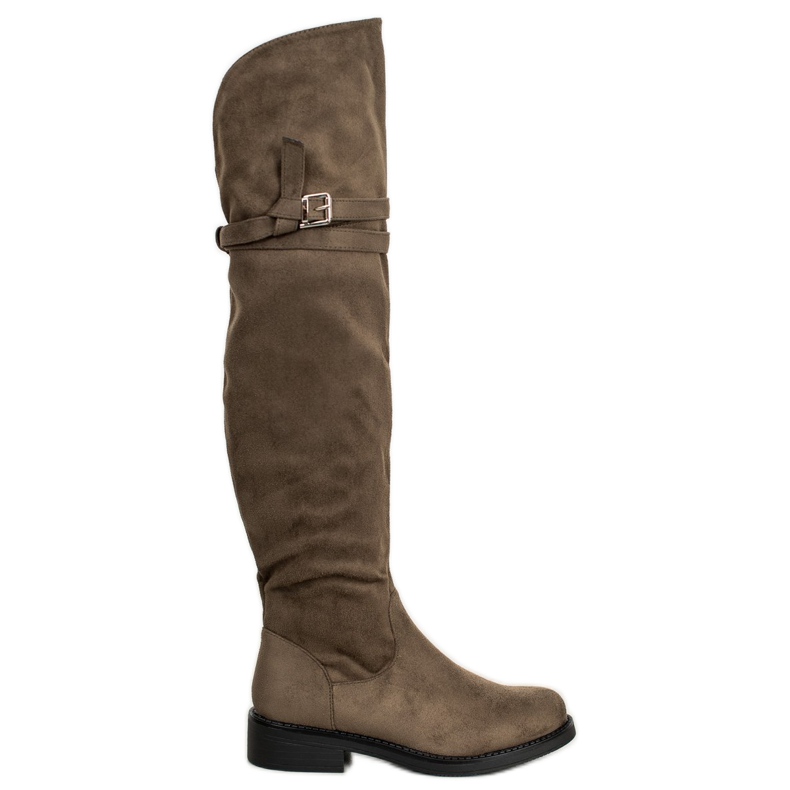 Ideal Shoes Botas elegantes con hebilla verde Ideal Shoes Botas elegantes con hebilla verde