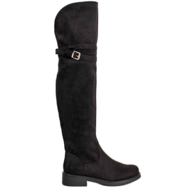 Ideal Shoes Botas elegantes con hebilla negro