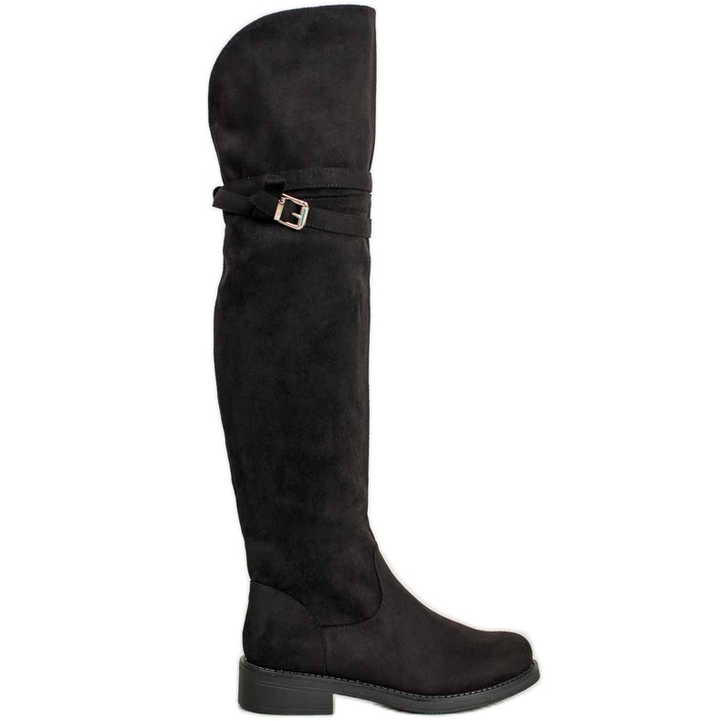 Ideal Shoes Botas elegantes con hebilla negro Ideal Shoes Botas elegantes con hebilla negro