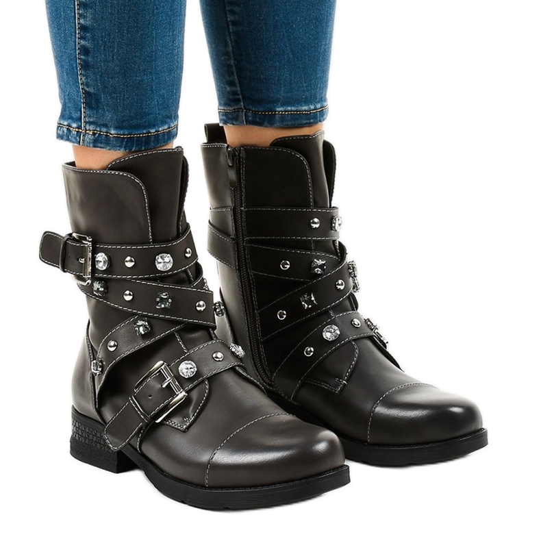 Botines altos grises decorados 88093 Botines altos grises decorados 88093