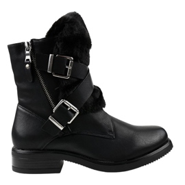 Botas negras planas con pelo 1061A-PA negro