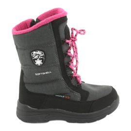 Botas de nieve con membrana gris American club SN13 negro rosado