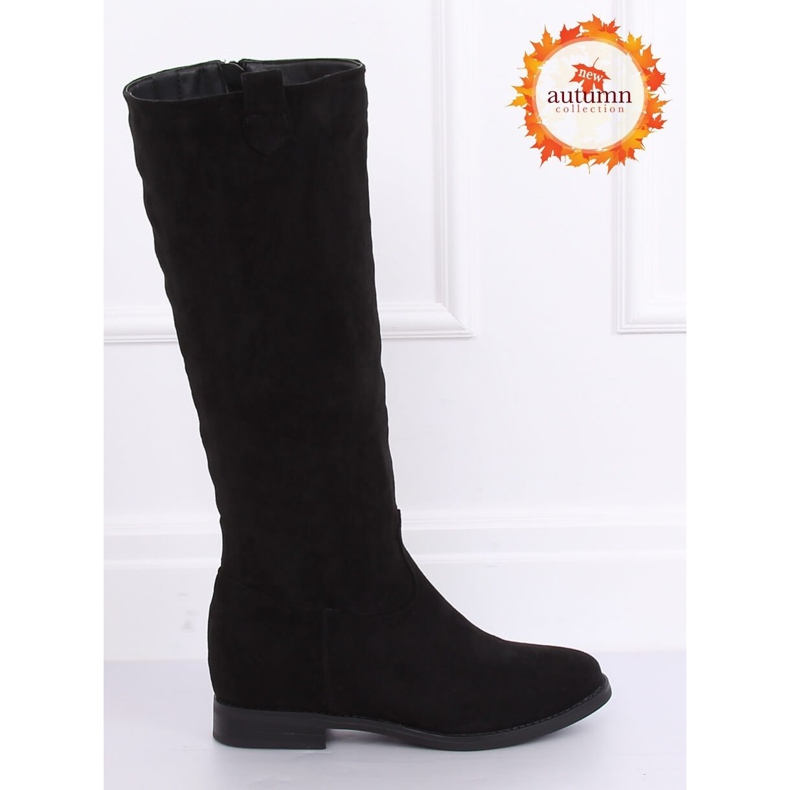 Botas negras con tacón de cuña oculto NC968P Negro Botas negras con tacón de cuña oculto NC968P Negro