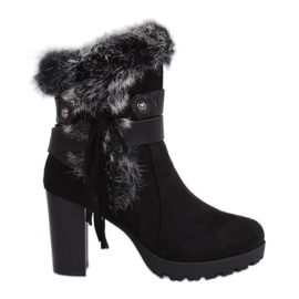 Botas negras de tacón con pelo SP05 Negro