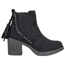 Small Swan Botines chelsea con flecos negro Small Swan Botines chelsea con flecos negro