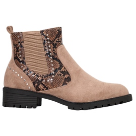 Small Swan Botines chelsea con estampado de serpiente beige multicolor