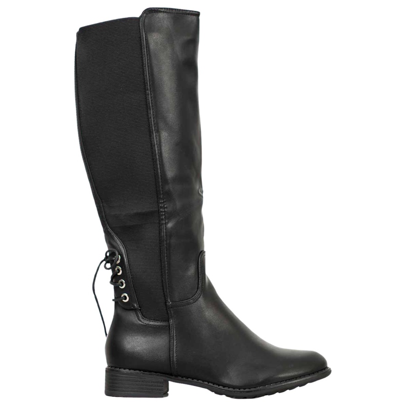 SHELOVET Botas de cuero ecológico negro