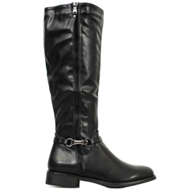 Super Me Botas de montar con cremallera negro