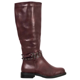 SHELOVET Botas granate con circonita cúbica rojo