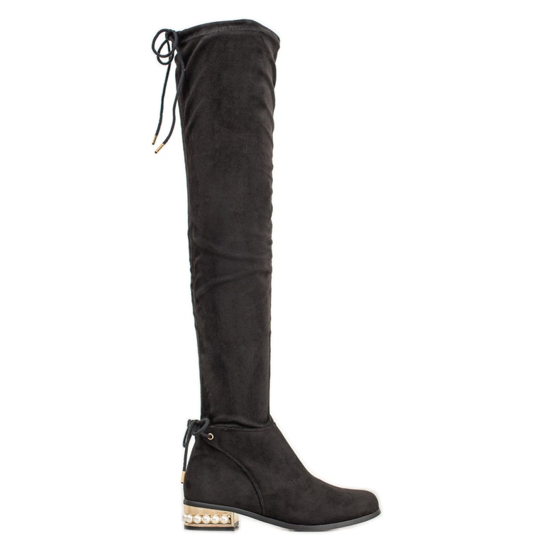 Cm Paris Botas hasta el muslo con tacón decorativo negro