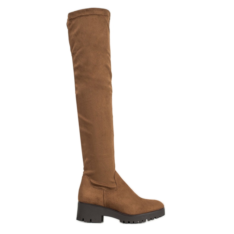 SHELOVET Botas de muslo en la plataforma marrón