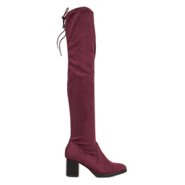 SHELOVET Botas sobre la rodilla de ante rojo