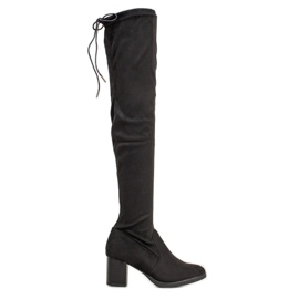 SHELOVET Botas sobre la rodilla de ante negro