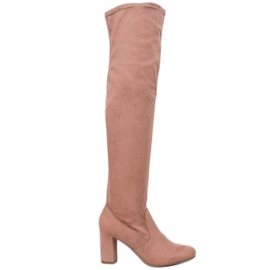 Corina Botas elegantes por encima de la rodilla rosado