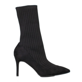 SHELOVET Botas sin cordones con tacón alto negro