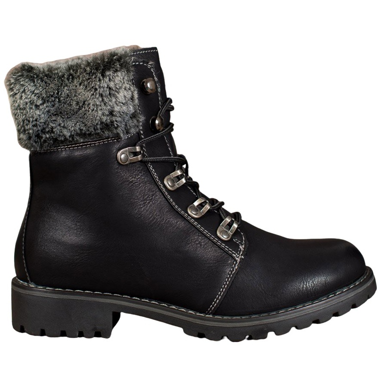 SHELOVET Tramperos atados con piel negro SHELOVET Tramperos atados con piel negro