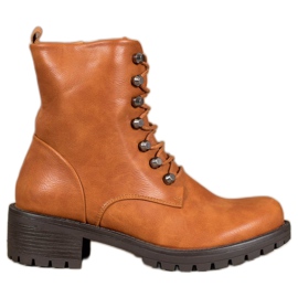 Kayla Trabajadores de la roca con cuero ecológico marrón