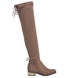 Cm Paris Botas hasta el muslo con tacón decorativo marrón