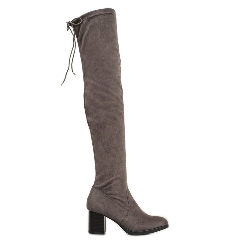 SHELOVET Botas sobre la rodilla de ante gris