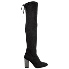 Super Me Botas con Tacón Decorativo negro Super Me Botas con Tacón Decorativo negro