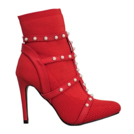 Bestelle Botas sin cordones con perlas rojo Bestelle Botas sin cordones con perlas rojo