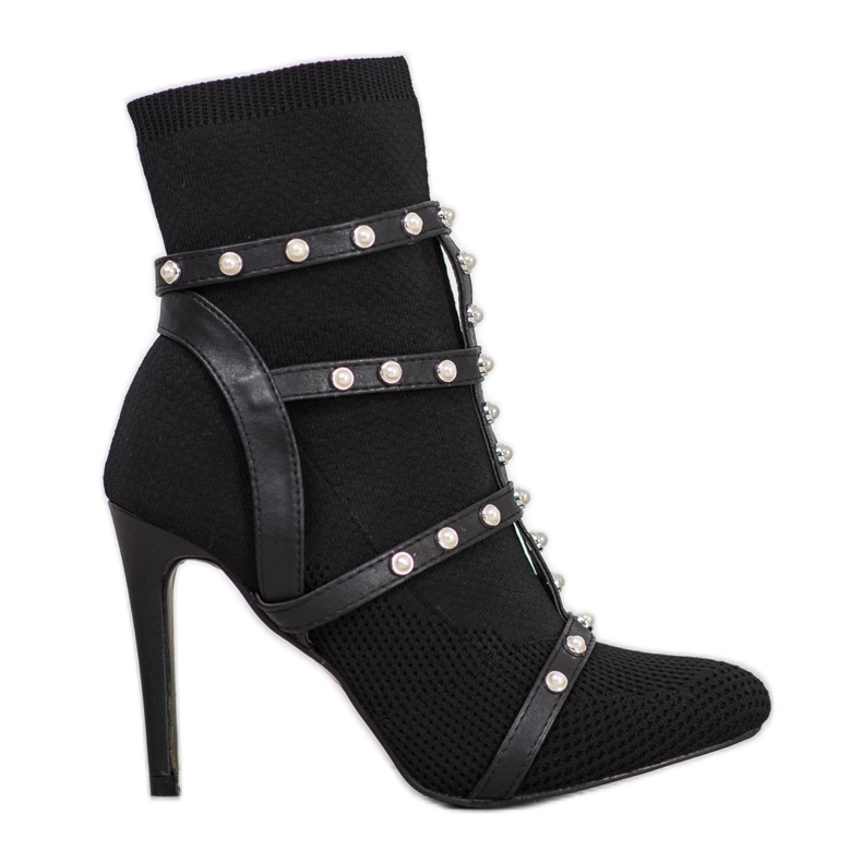 Bestelle Botas sin cordones con perlas negro Bestelle Botas sin cordones con perlas negro