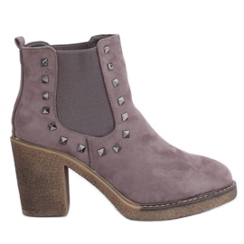 Gris Botas grises de tacón ancho H8-85 Gris