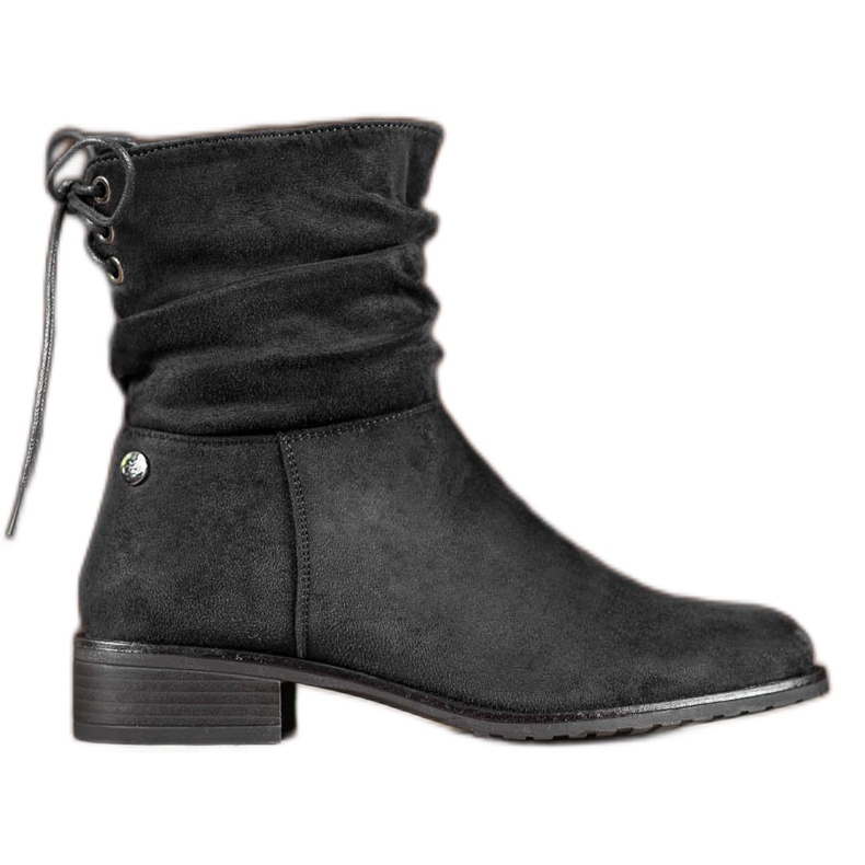 Flyfor Botas de ante con tacón plano negro Flyfor Botas de ante con tacón plano negro