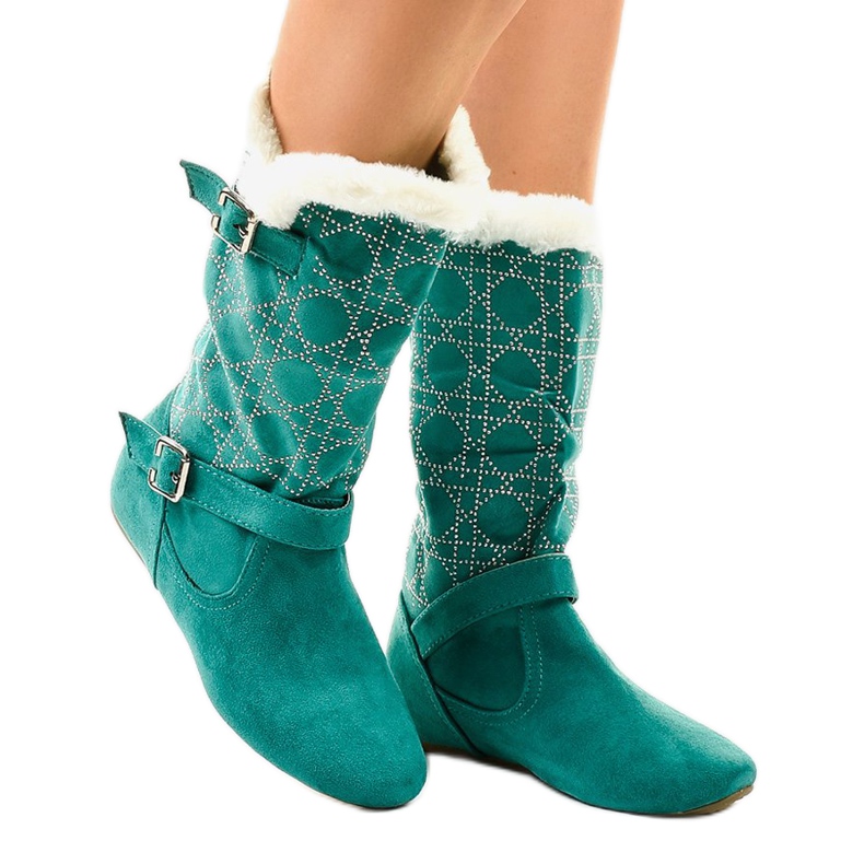 Botas planas verdes hasta la mitad de la pantorrilla R100 Botas planas verdes hasta la mitad de la pantorrilla R100