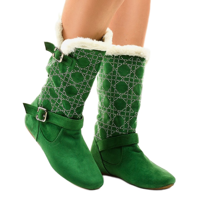 Botas planas verdes hasta la mitad de la pantorrilla R100 Botas planas verdes hasta la mitad de la pantorrilla R100