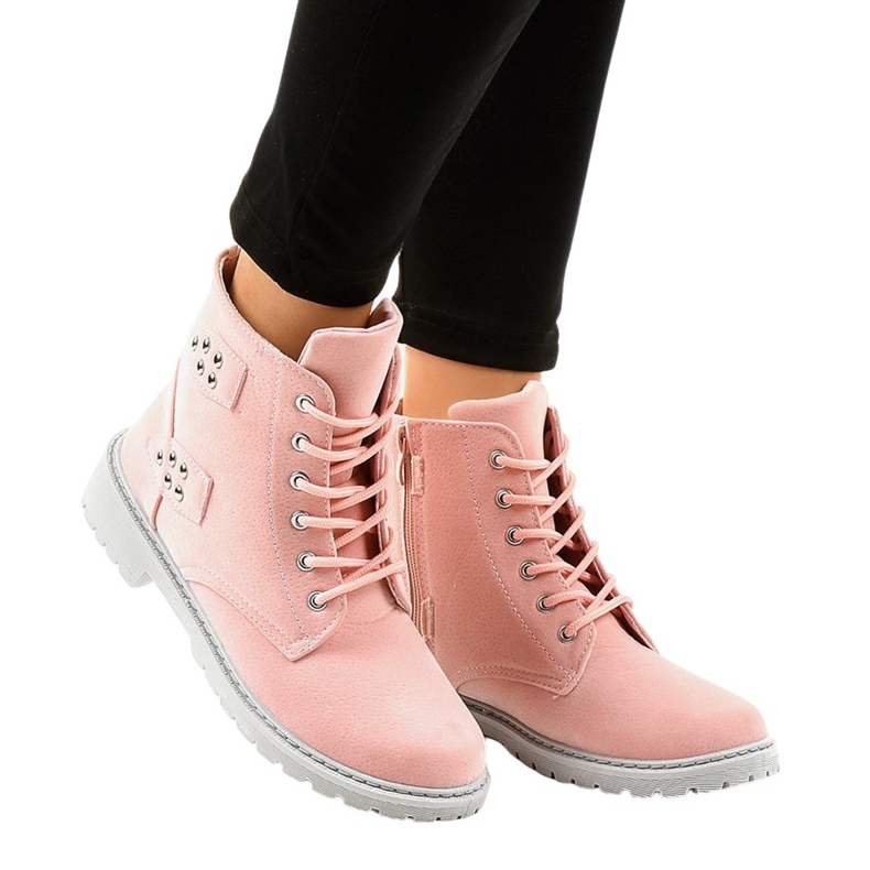 Botines planos ante rosa TL93-4 rosado