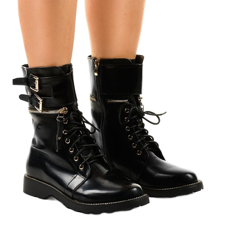 Botas militares negras con cremallera ZH35 negro Botas militares negras con cremallera ZH35 negro