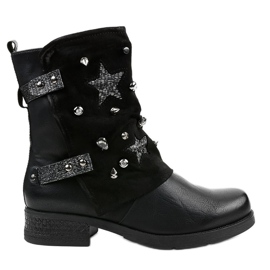Botines estrella plana negros 8085