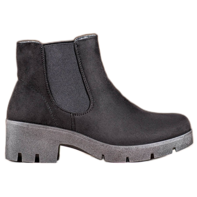SHELOVET Botines Chelsea de ante en la plataforma negro