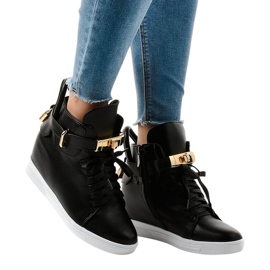 Zapatillas de cuña negras con hebilla H6600 negro Zapatillas de cuña negras con hebilla H6600 negro