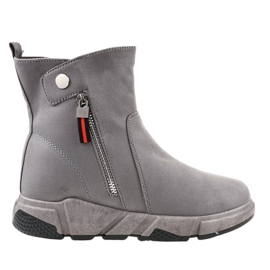 Botas de nieve con aislamiento de gamuza gris KFS-506