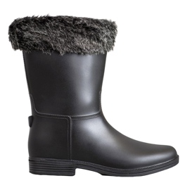 SHELOVET Botas de lluvia con pelo negro