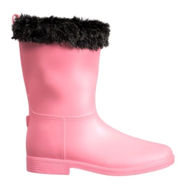 SHELOVET Botas de lluvia con pelo rosa