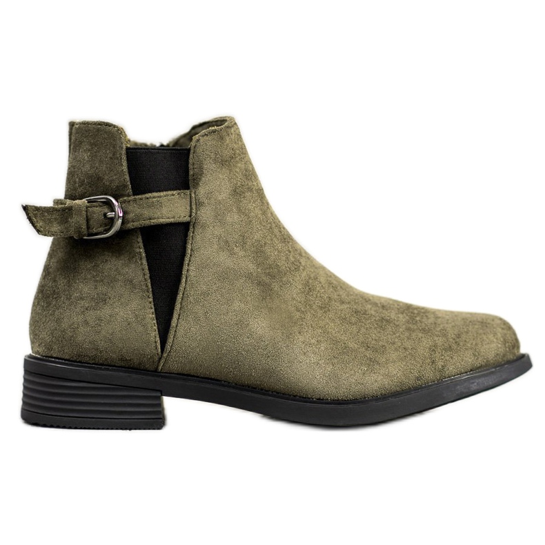 Ideal Shoes Botines de ante verde Ideal Shoes Botines de ante verde