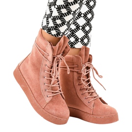 Botas planas de ante rosa 7-3727B