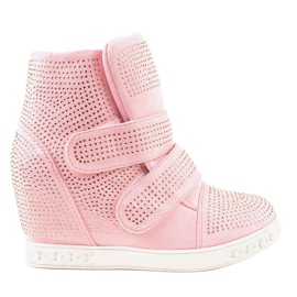 Zapatillas rosa de cuña con tachuelas KLS-112-4 rosado